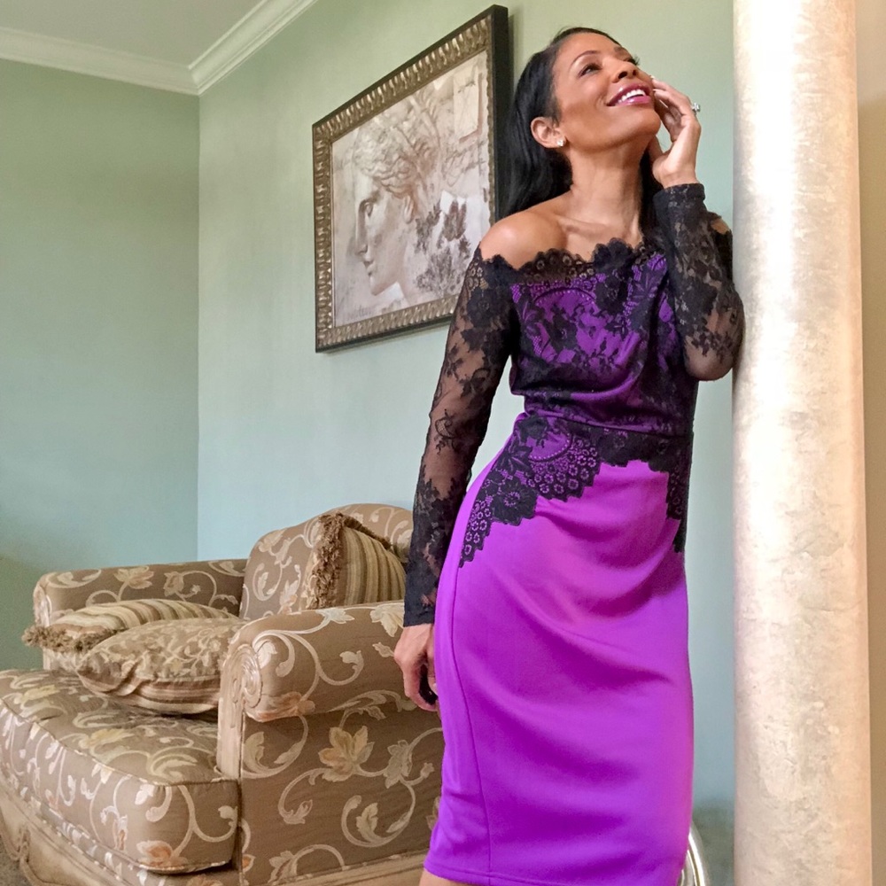 Purple and black lace dress